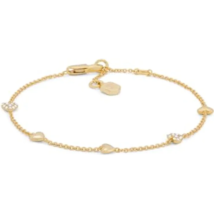 Fossil Sutton Damen Armband, Goldfarbenes Messing mit Karabinerverschluss, 165 mm Länge