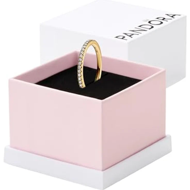 PANDORA Timeless Funkelnder Band-Ring, Sterling Silber mit vergoldeter Metalllegierung und Cubic Zirkonia, Größe: 54, 162999C01-54 – Bild 1