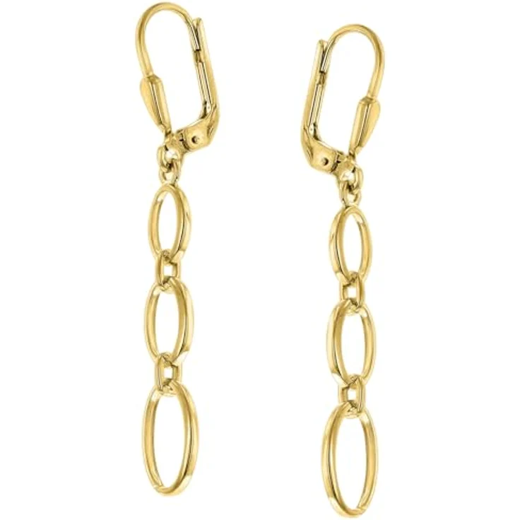 trendor Damen-Ohrringe 333 Gold Ohrhänger, modisches Design mit drei ovalen Ringen, 42 mm, inklusive Mikrofaser-Pflegetuch, elegante Geschenkidee – Bild 2