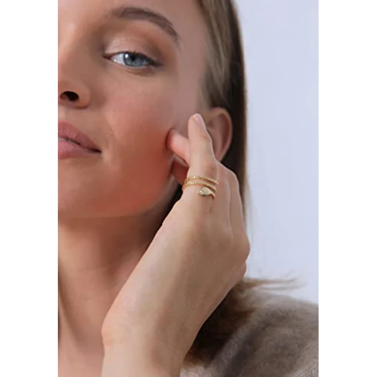 Elli Ring Damen Schlange Pinky Modern mit Swarovski Kristallen, 925 Sterling Silber vergoldet – Bild 5