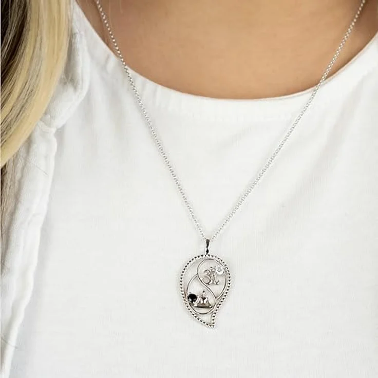 Engelsrufer Damen Halskette 925er Sterling Silber mit Yin Yang Tropfenanhänger, besetzt mit Zirkonia, Länge 42+4+4 cm – Bild 2
