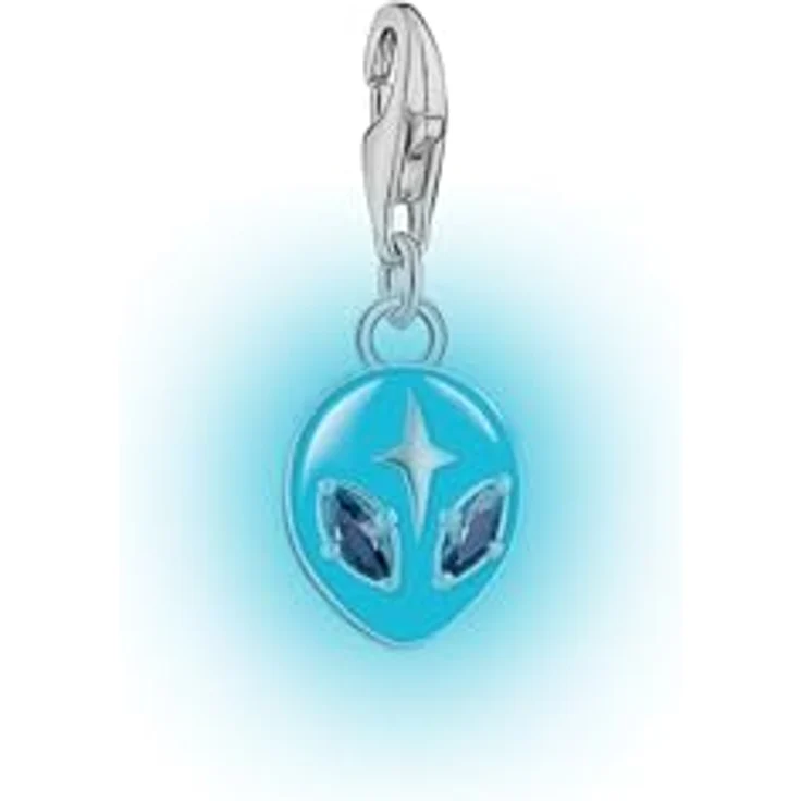 THOMAS SABO Charm-Anhänger Alienkopf, Silber mit blauer Kaltemaille und Steinen – Bild 2
