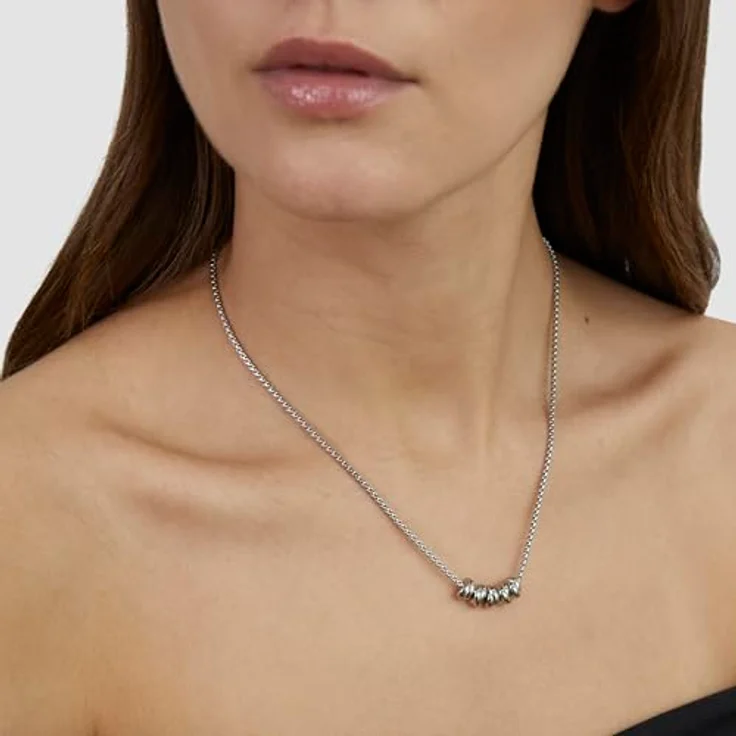 s.Oliver Necklace - Elegante Vierkant-Halskette aus poliertem Edelstahl - Silber - 45 cm - wasserfest & hautfreundlich – Bild 2