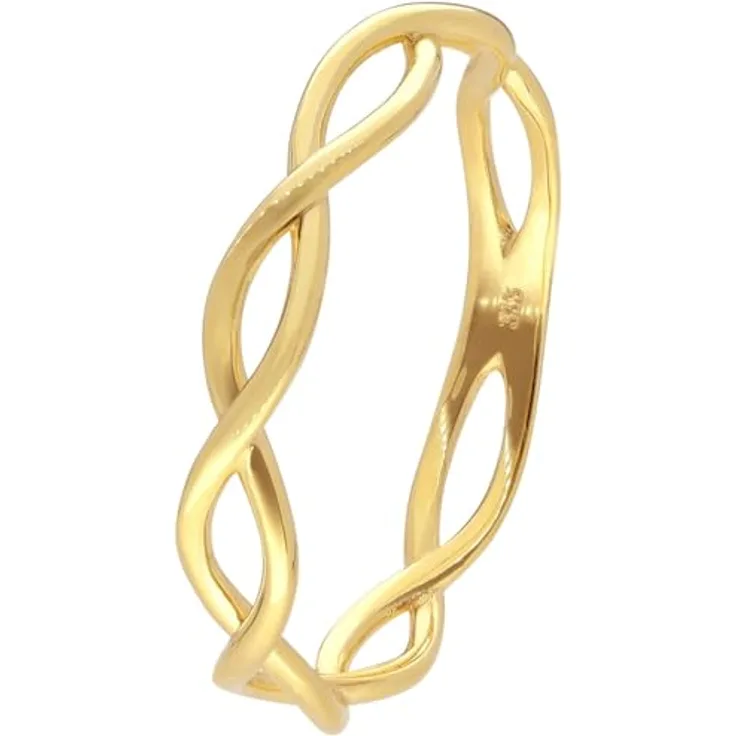 trendor Damenring Gold 333/8K, modischer Flechtring für Frauen mit elegantem Design, Ringgröße 58/18,5