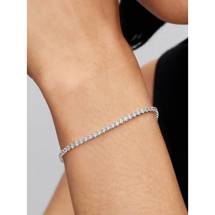 Pandora Tennisarmband Funkelnde Zirkonia, 14K Vergoldet, 16 cm, gelbgoldfarben, mit 61 Steinen im Brillantschliff – Bild 3