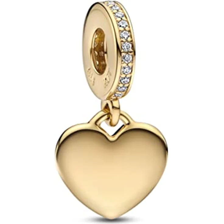 PANDORA Herz Charm-Anhänger, Sterlingsilber vergoldet mit Zirkonia, kompatibel mit PANDORA Moments Armbänder, 768761C01 – Bild 2