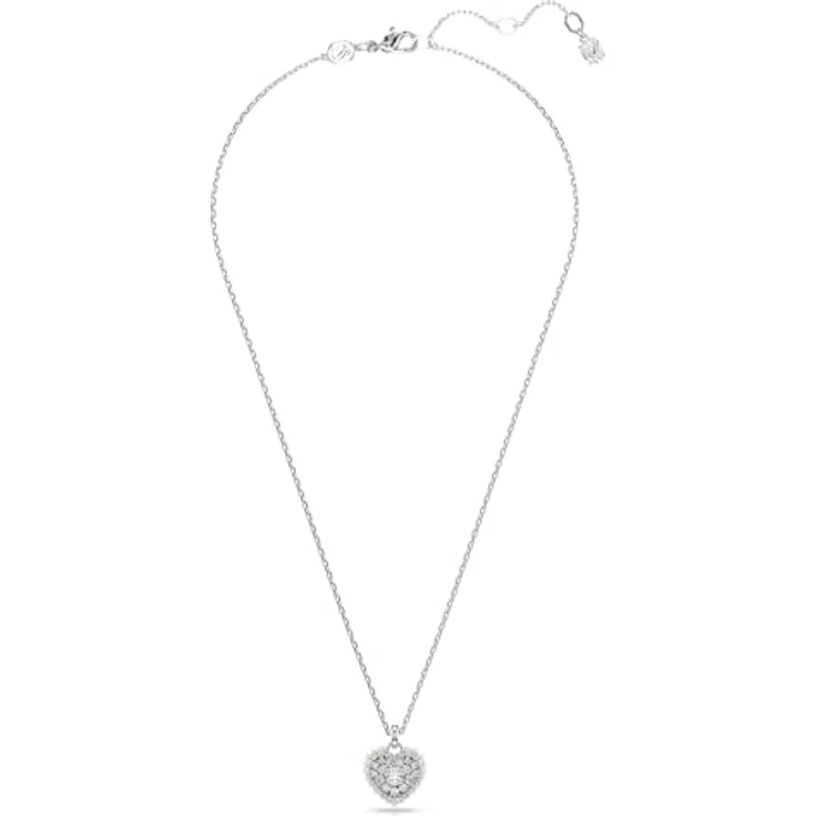 Swarovski Idyllia Herz-Anhänger, Rhodinierte Damenhalskette mit Swarovski Kristallen, Weiß – Bild 2
