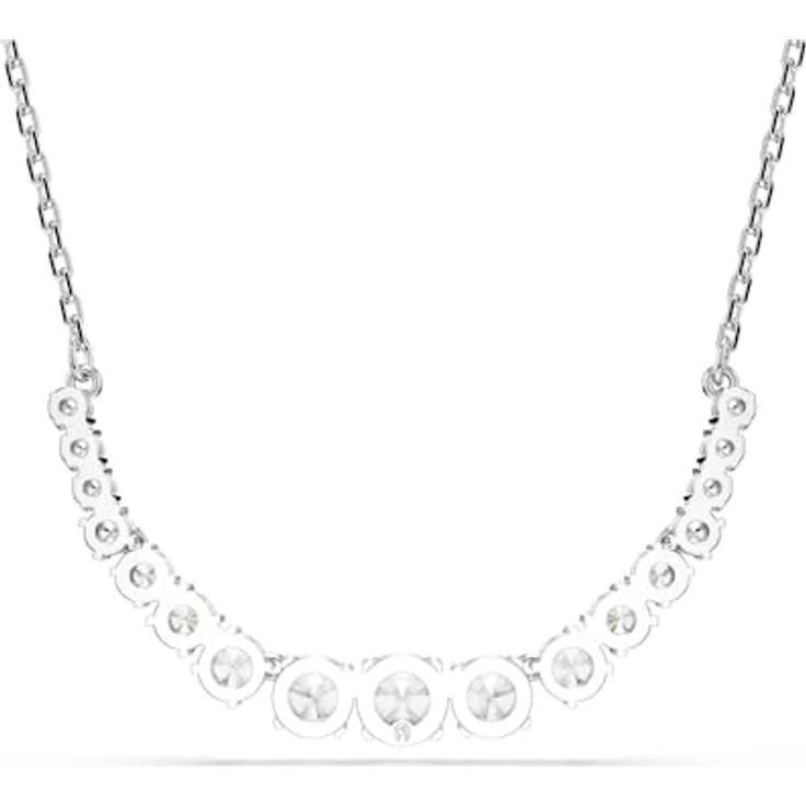 Swarovski Matrix Halskette, Rhodinierte Damenhalskette mit Swarovski Zirkonia in unterschiedlichen Größen, 42-49 cm – Bild 4