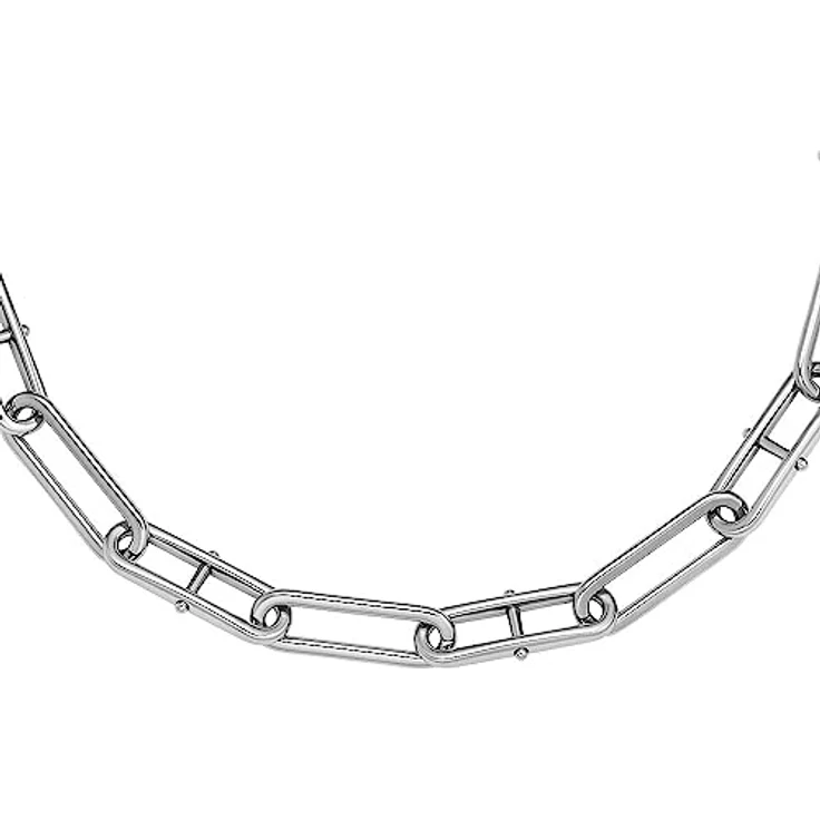 FOSSIL Heritage D-Link Halskette für Frauen, Edelstahlkette, Silberfarben, Länge: 375mm+60mm, JF04503040 – Bild 1