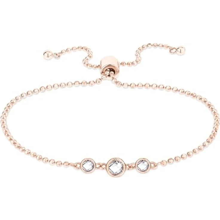 Tamaris Armband TJ-0608-B-22, 925er Silber IP Roségold mit drei runden Steinen, 22 cm, Zugbandverschluss – Bild 1