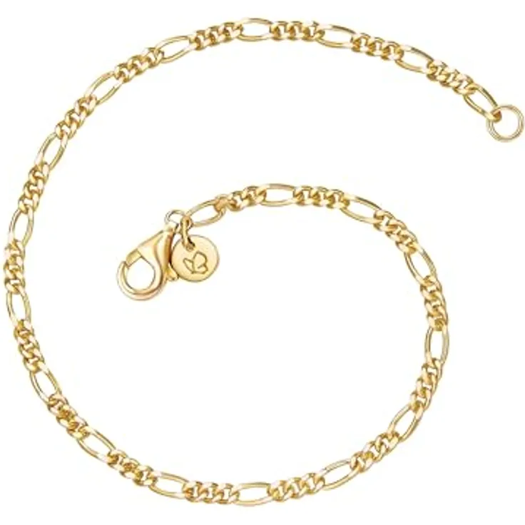 GLANZSTÜCKE MÜNCHEN Damen Armband 925/- Sterling Silber gelbvergoldet, Figaro-Design Panzerkettchen in zwei Längen