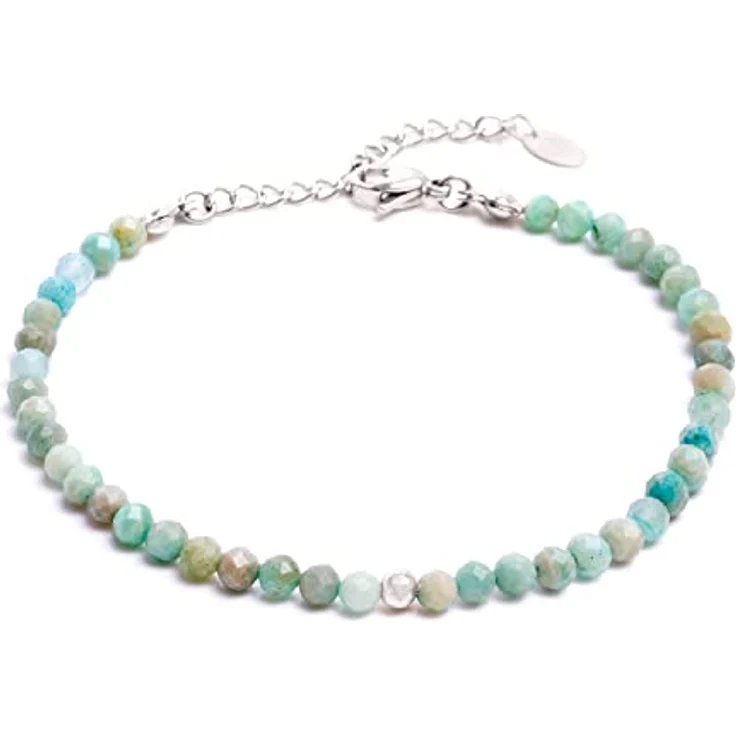BERGERLIN Amazonit Armband, facettiertes türkis mit 925 Sterling Silberverschluss, Größe M-L – Bild 1