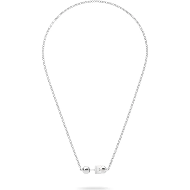 Liebeskind Berlin Damen Halskette LJ-1722-N-43, Edelstahl in IP Rhodium, 43 cm Panzerkette mit Steckverschluss – Bild 2