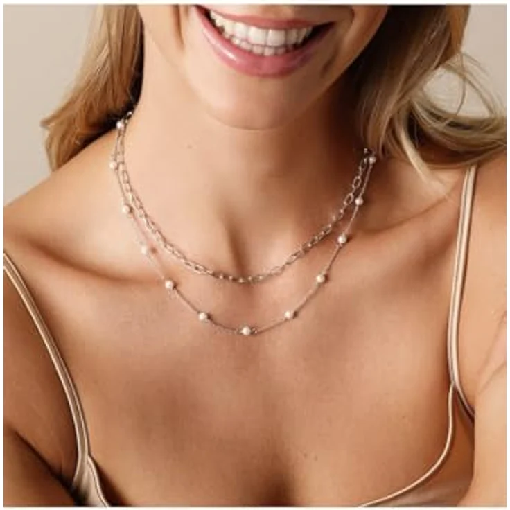 CHRIST Damen-Halskette 925er Silber, recycelter Muschelkern, One Size, Silber 32030522 – Bild 2