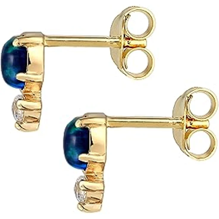 Elli Damen Ohrringe Vintage Ohrstecker mit Zirkonia Kristallen und Opal, 925 Sterling Silber vergoldet – Bild 3
