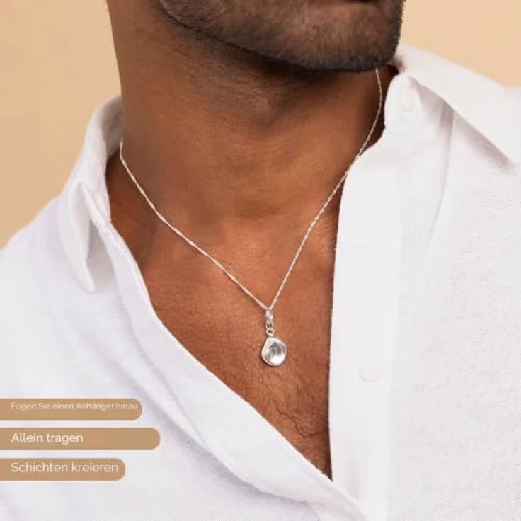 Amberta 925 Sterling Silber Halskette für Damen und Herren, Super Dünne Singapurkette, 50 cm, Hochglanzpoliert – Bild 4