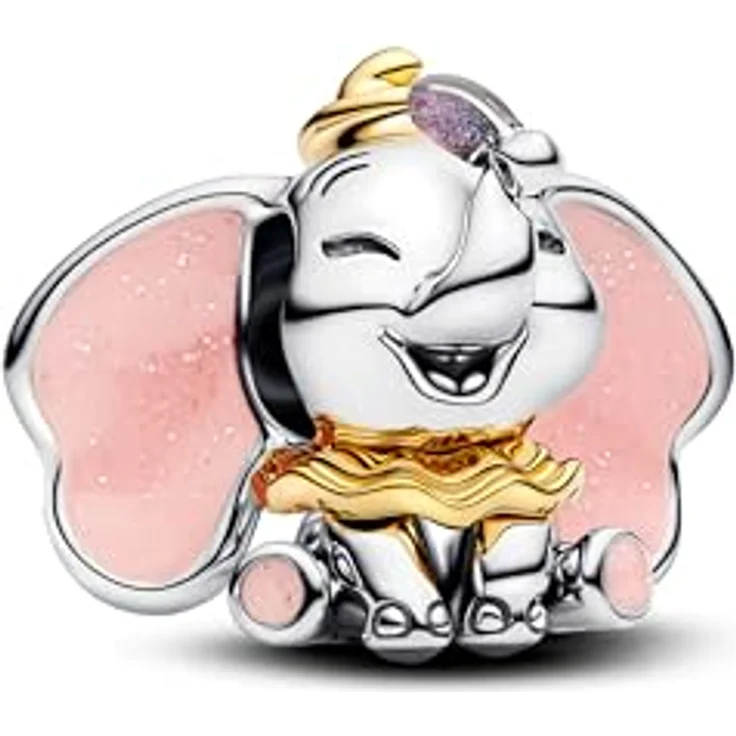 PANDORA Disney Dumbo Charm, Sterling Silber mit 14 Karat Vergoldung, schimmernde Emaille, kompatibel mit Moments, 764023C01 – Bild 1