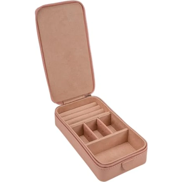 Windrose Schmuckkoffer M Marvella, eleganter Schmuckkasten in rosé mit Handarbeit und Lederoptik – Bild 3