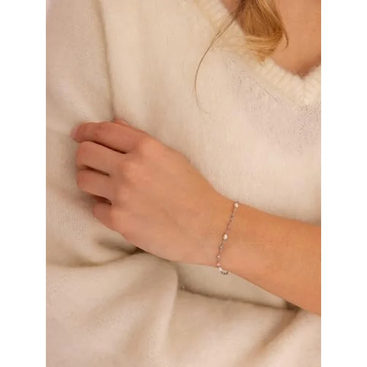 Purelei Delicate Pearl Armband, Edelstahlarmband mit verstellbarer Länge und Süßwasserperlen, Silber – Bild 3