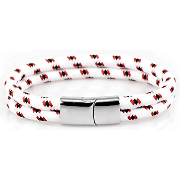 Galeara Noa Segeltau Armband geflochten, nautisch mit Edelstahl Magnetverschluss, 215 mm, weiß – Bild 3