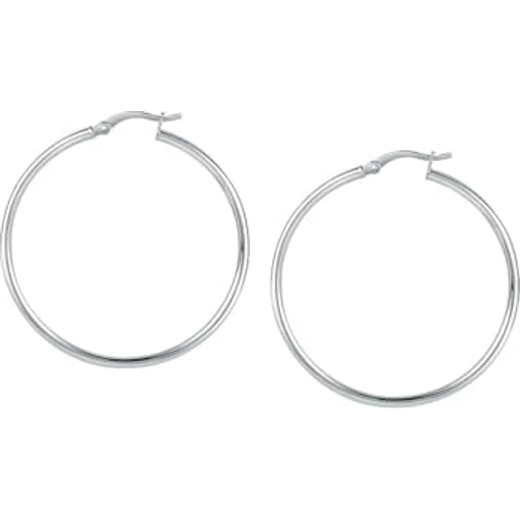 CHRIST Creolen 89080479, große Creolen aus rhodiniertem, recyceltem Silber 925 mit Steckverschluss, 40 mm Durchmesser – Bild 3