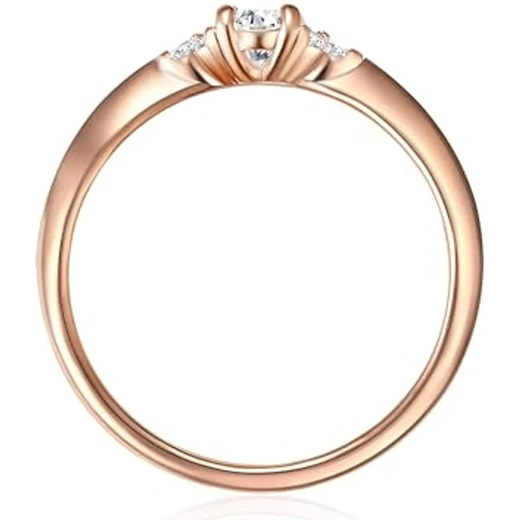 Trilani Damen-Ring Verlobungsring, rosévergoldet aus Sterling Silber mit Zirkonia in Brilliant-Schliff, Solitär-Ring für Hochzeit und Trauring – Bild 3