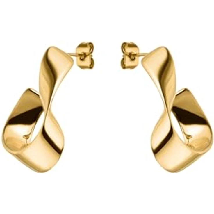 Purelei River Ohrringe, 18K vergoldet im Möbiusband-Design, Damenohrringe in Gold mit asymmetrischer Form – Bild 3