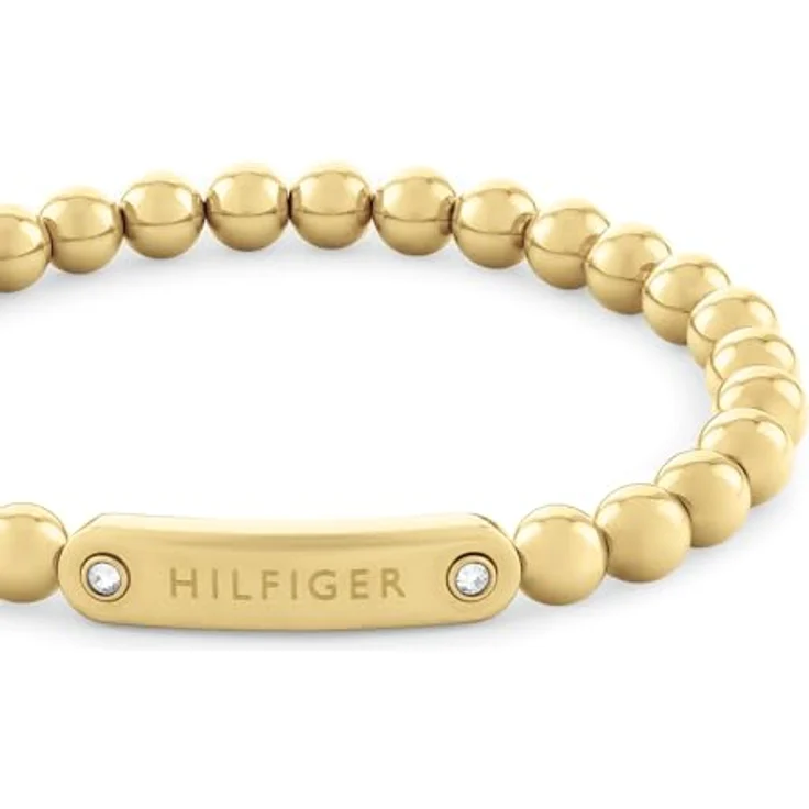 Tommy Hilfiger Jewelry Damen-Armband mit Schmuckperlen, Edelstahl in Gelbgold und Nelkengold, flexibler Stretchverschluss, 6-mm-Perlen – Bild 2