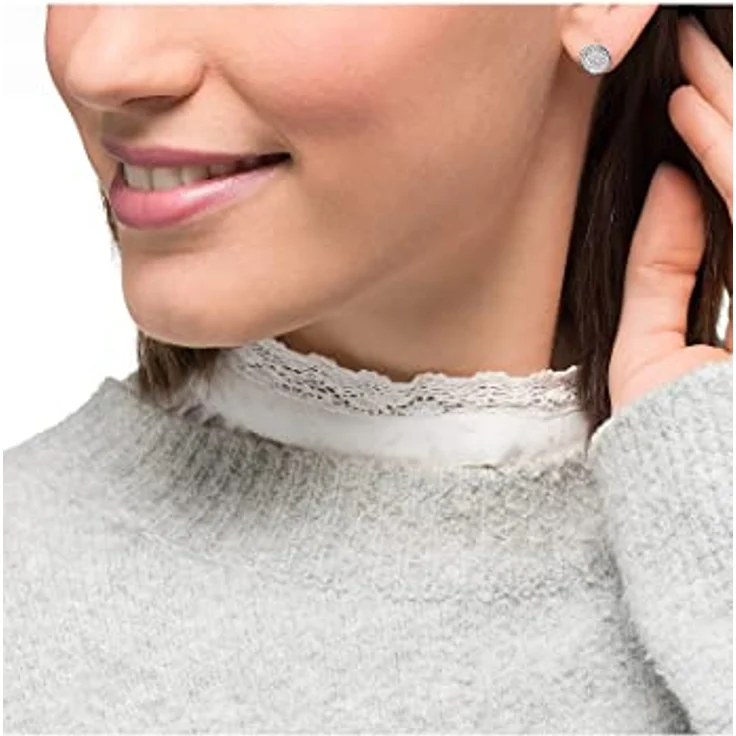 JETTE Damen-Ohrstecker 925er Silber rhodiniert, 38 Zirkonia, Durchmesser 8 mm, One Size, Geschenkbox – Bild 3