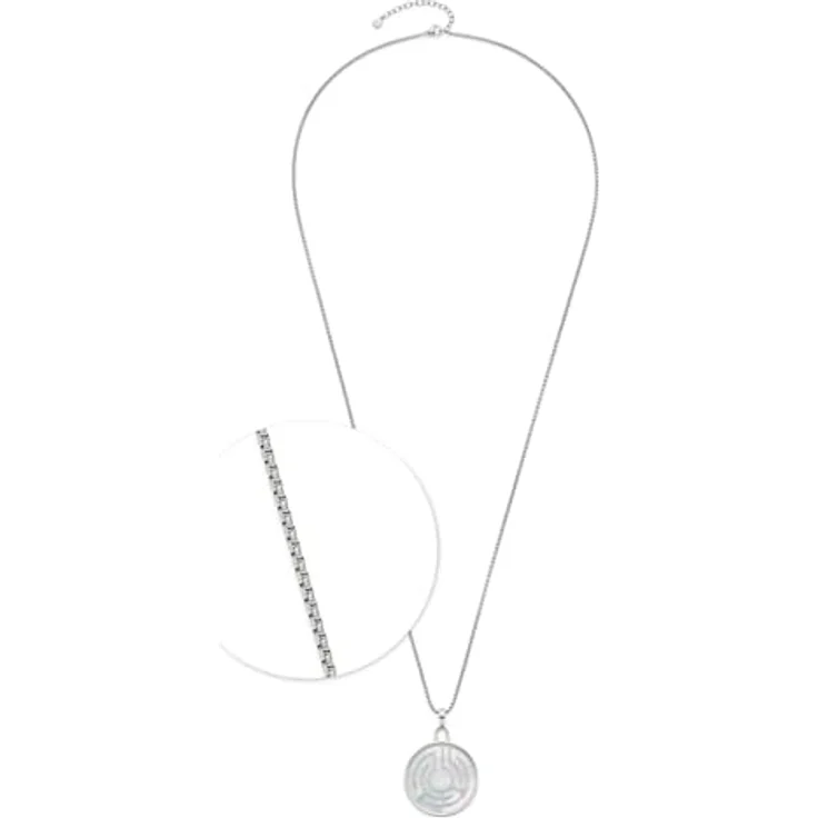 JEWELS BY LEONARDO Halskette Joy, lange Kette aus silberfarbenem Edelstahl mit Labyrinth-Anhänger, Zirkonia Steinchen, weißen Imitationsperlen, Perlmutt und Glas, 80-85 cm Länge – Bild 1