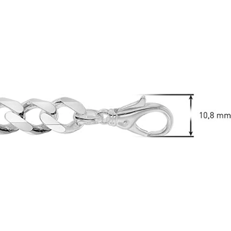 trendor Herren-Armband Silber 925, massives Panzerarmband mit 10,8 mm Breite und Hochglanzpolitur, 21 cm Länge, inkl. Karabiner-Verschluss, in Geschenkbox – Bild 5