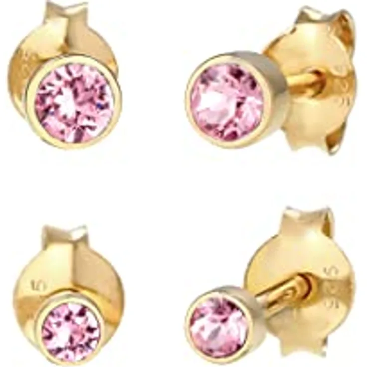 Elli Ohrringe Damen Ohrstecker 2er Set Basic, 925 Sterling Silber mit Swarovski Kristall, anlaufgeschützt
