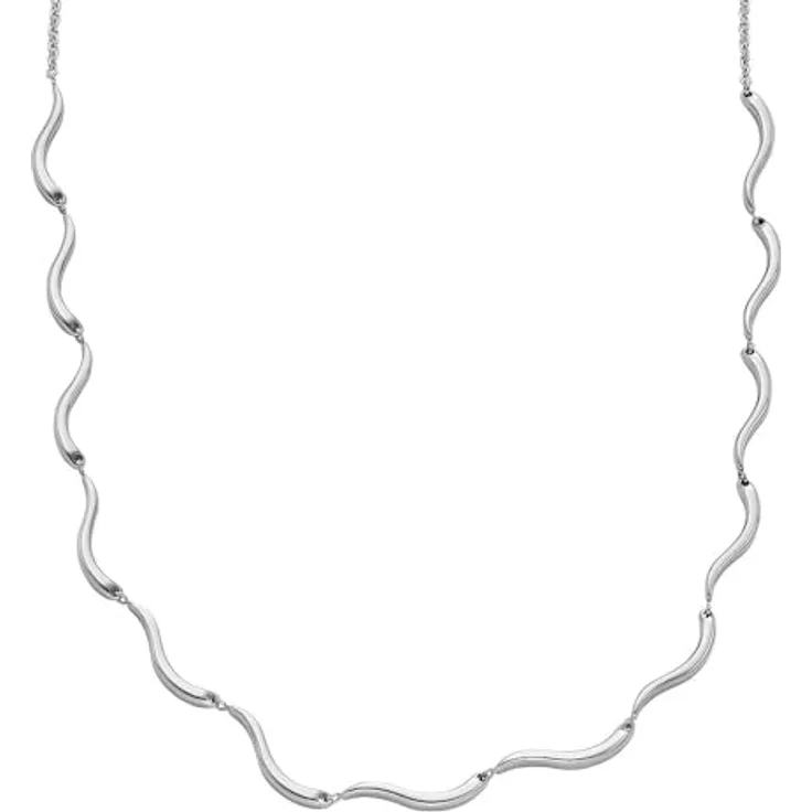 Skagen Damenkette Essential Waves, Edelstahl silberfarben mit poliertem Finish und Karabinerverschluss