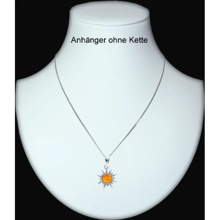 OSTSEE-SCHMUCK Kettenanhänger Sonne aus Sterlingsilber 925 mit Bernstein, 14 mm, 1-tlg, Innendurchmesser 3,2 mm – Bild 2