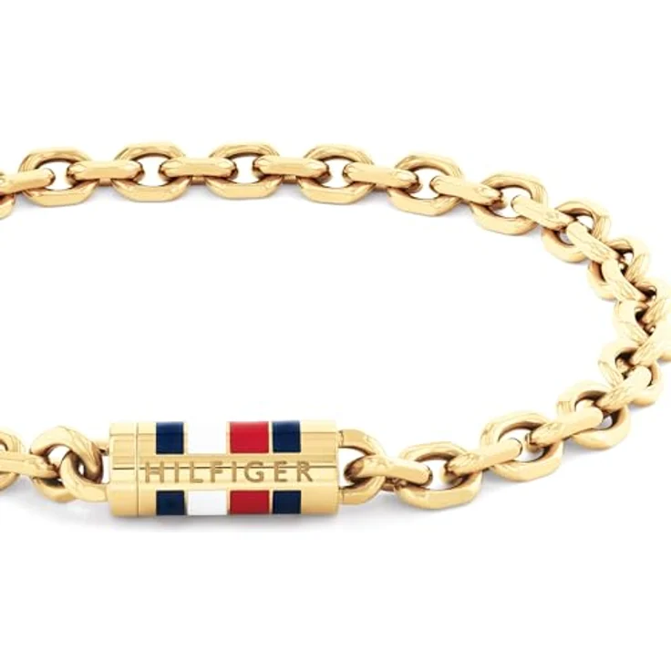 Tommy Hilfiger Gliederarmband für Herren, Gelbgold, 19 cm, hochwertiger Edelstahl mit Magnetverschluss und emailliertem Detail – Bild 2