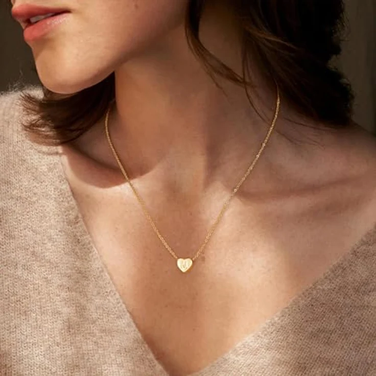TINGN 14K Gold gefüllte Herz Halskette mit graviertem Buchstaben K, 40.5 cm + 5 cm Verlängerung, personalisiertes Geschenk für Frauen und Mädchen – Bild 4