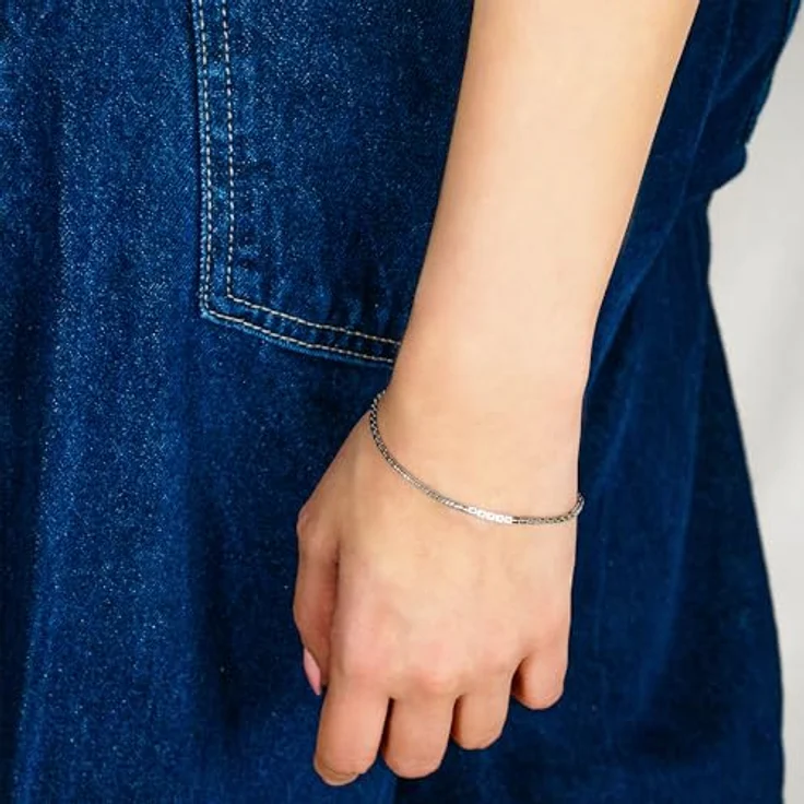 Copenhagen STUDIOS Mini Edgy Bracelet, Unisex Gliederarmband aus poliertem Edelstahl, silber, verstellbare Länge, wasserfest & hautfreundlich – Bild 2