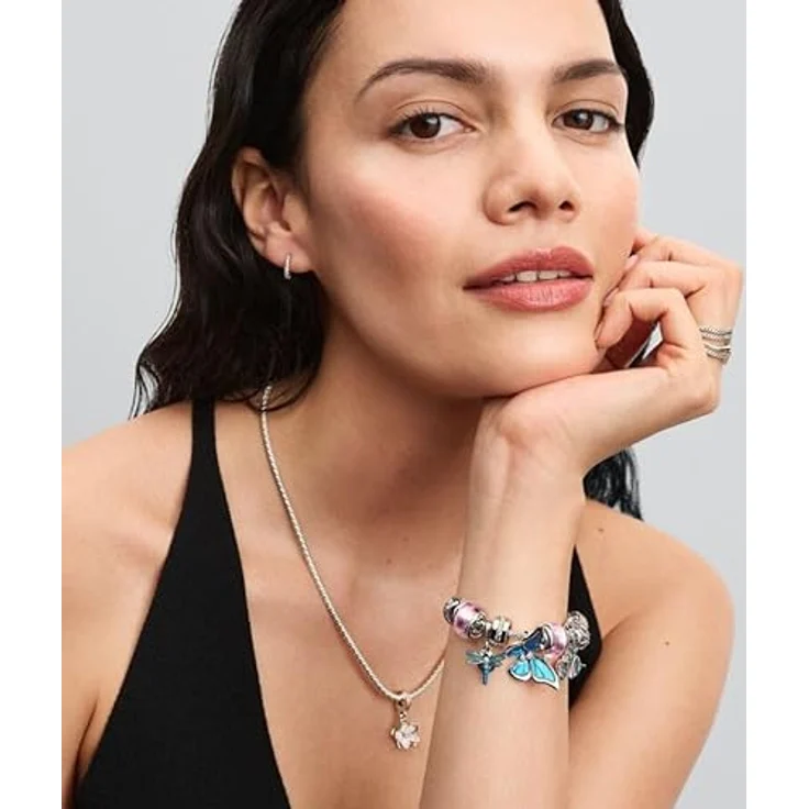 PANDORA Moments Libelle Doppelter Charm-Anhänger aus Sterling Silber mit Zirkonia und transparenter Emaille, kompatibel mit Moments und ME Armbändern, 793745C01 – Bild 5