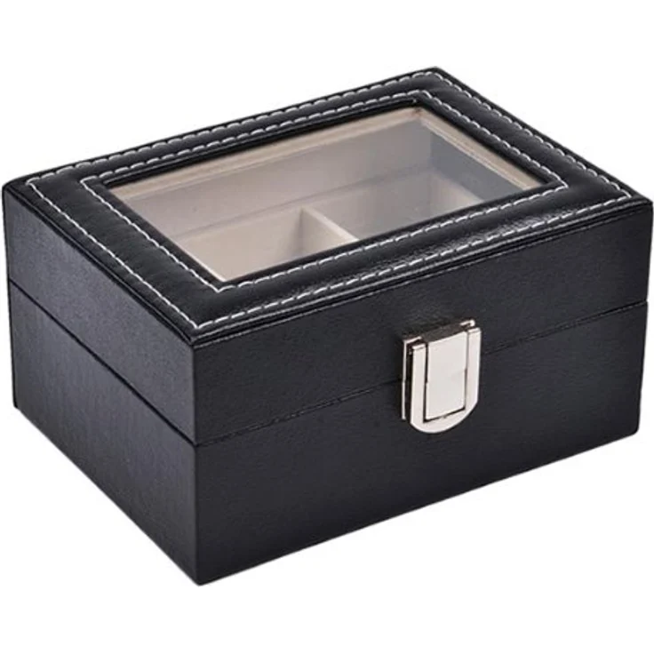 Sinoba Uhrenbox Uhrenkoffer Uhrenbox für Uhrensammlung in Leder-Optik Echtglas-Fenster – Bild 3