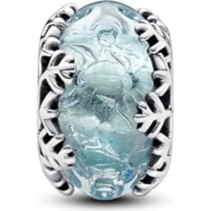 Pandora Winterblaue Schneeflocke Murano-Charm 792377C00, Charm-Einhänger aus Sterlingsilber mit hellblauem Murano-Glas – Bild 4