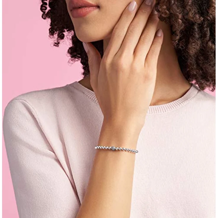 PANDORA Signatur Kugel & Pavé Armband, Sterling-Silber mit großer Kugel in Pavé-Fassung und Zylinderverschluss, Größe 17cm – Bild 3