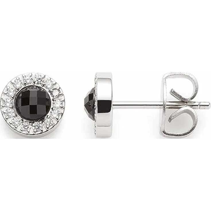 JEWELS BY LEONARDO Isa Ohrstecker, silberfarbener Edelstahl mit schwarzem Glaskristall und Zirkonia-Steinen, 1 Paar, Geschenk für Frauen – Bild 1