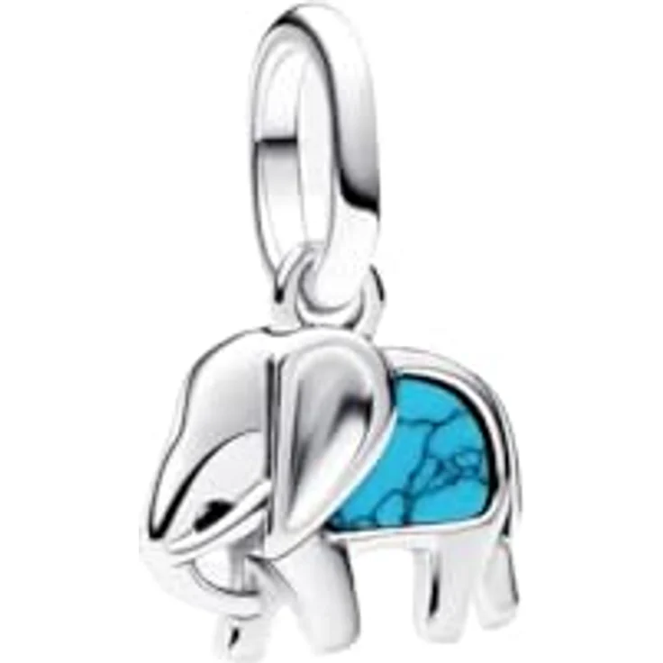Pandora ME Türkisfarbener Elefant Mini-Charm-Anhänger aus Sterling Silber mit künstlichem Türkis, kompatibel mit ME und Moments Kollektion, 793858C01 – Bild 1
