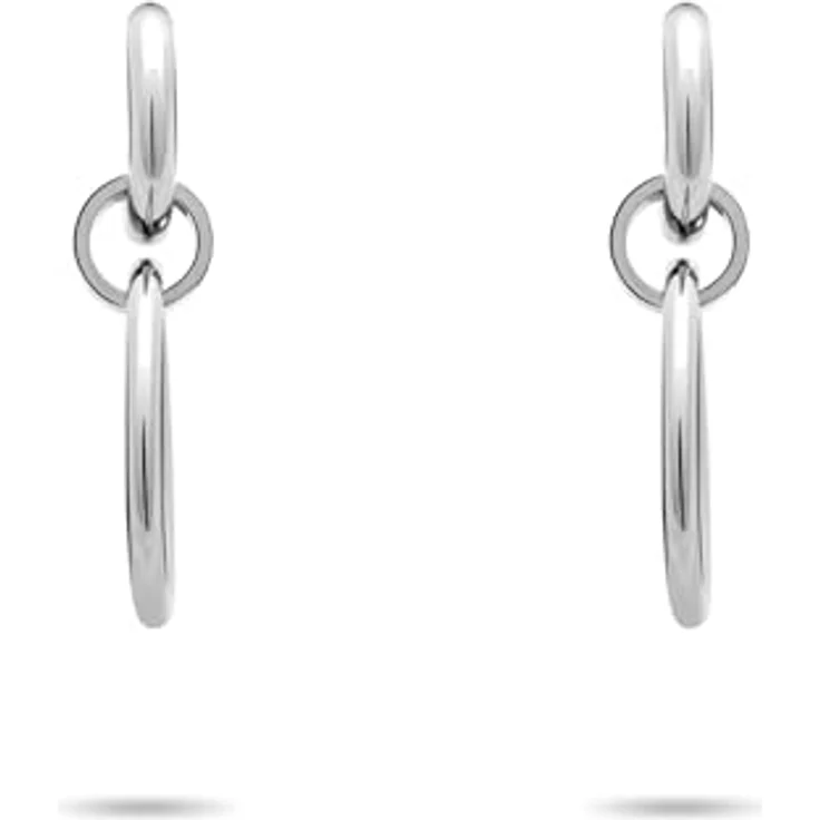 LIEBESKIND BERLIN Lora-Serie Damen Schmuck, Kette, Ohrringe & Armband mit ineinander verschlungenen Ringen aus poliertem Edelstahl, Silber – Bild 2
