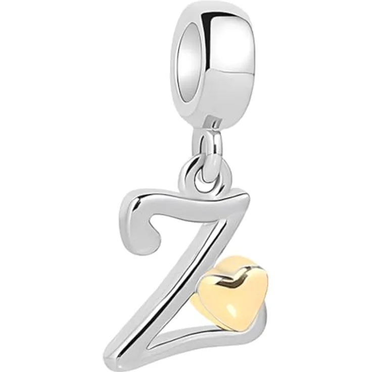 XWN Buchstabe Charm Anhänger Alphabet A-Z, 925 Sterling Silber mit Zirkon, kompatibel mit Pandora Armbändern und Halsketten, für Damen