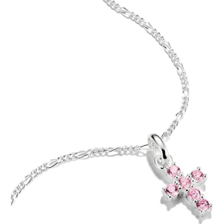 THOMAS SABO Charm-Anhänger Kreuz mit pinken Steinen, aus recyceltem 925 Silber, mit Karabinerhaken – Bild 2