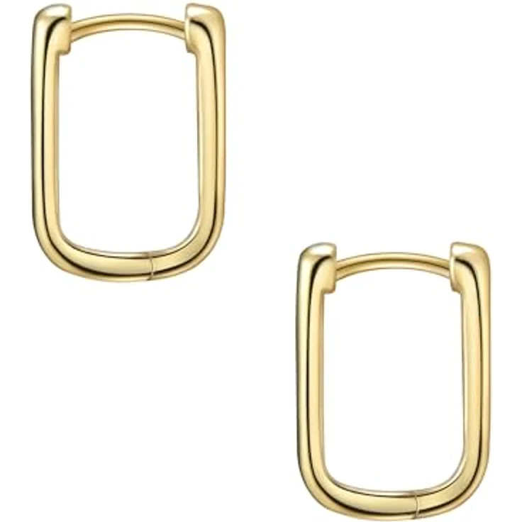 Lulu & Jane Damen Ohrringe, Messing gelbvergoldet 14 Karat Ohrcreolen, Höhe 13,8 mm, hochglanzpolierte Oberfläche – Bild 2
