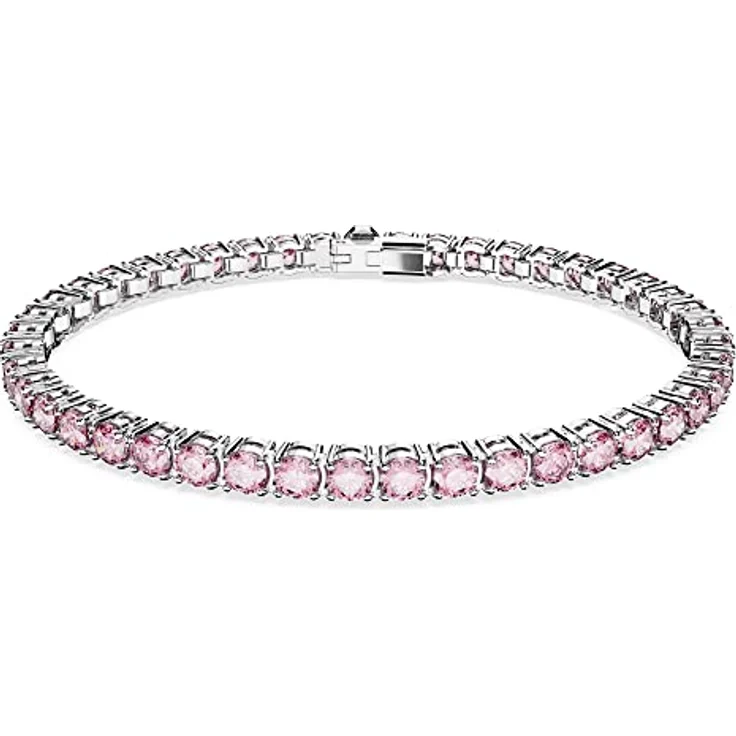 Swarovski Matrix Tennis, Rhodiniertes Damenarmband mit Violett-Rosafarbenen Swarovski Kristallen – Bild 1