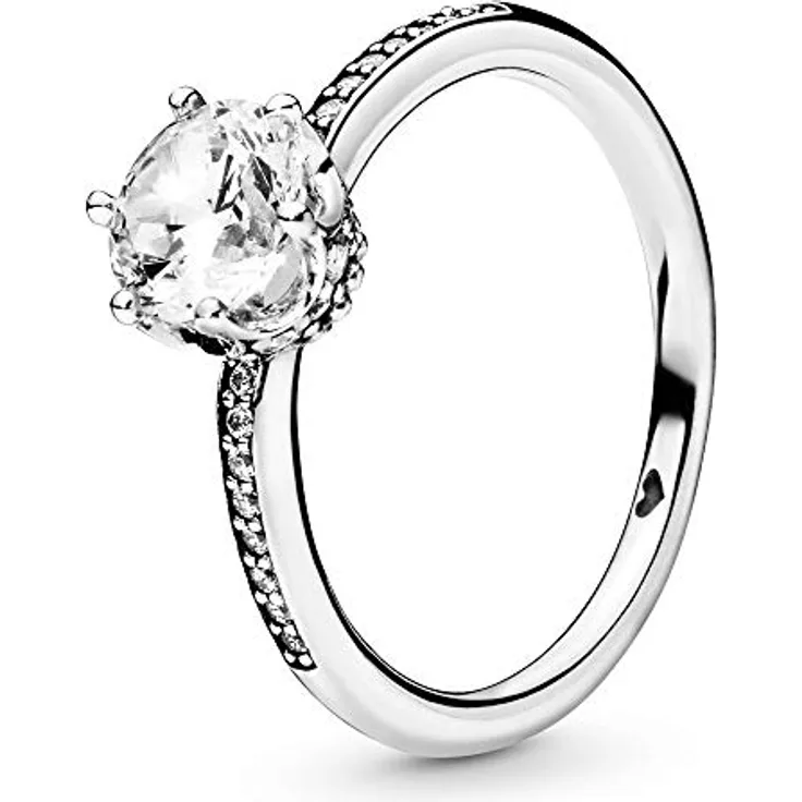 PANDORA Damen-Solitär Freundschaftsring 925 Sterling Silber, Ringgröße 60, Modell 198289CZ-60