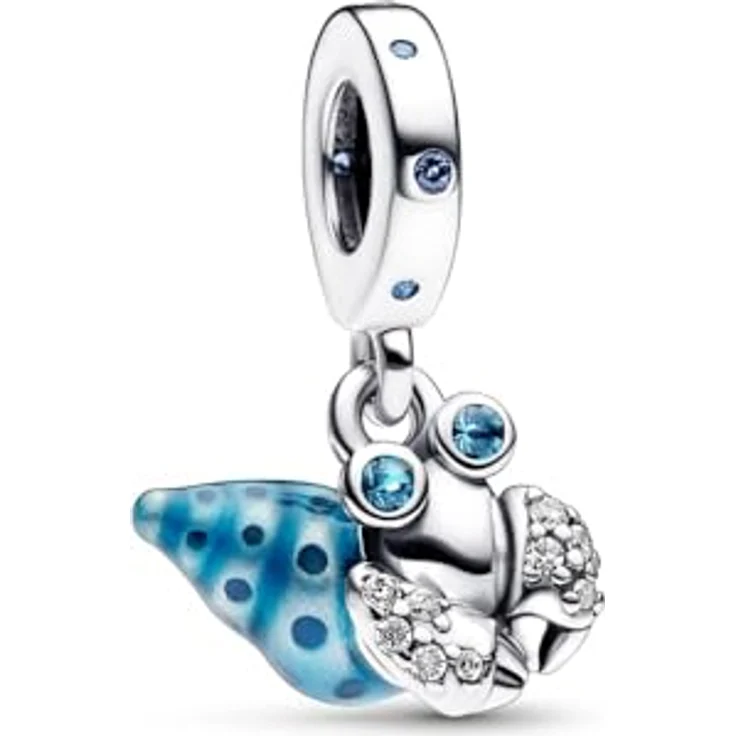 PANDORA Moments Glow-in-the-dark Einsiedlerkrebs Charm-Anhänger aus Sterling Silber mit Zirkonia und blauer Emaille, kompatibel mit Moments Armbändern, 792700C01 – Bild 2
